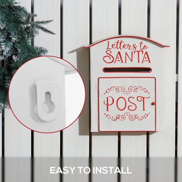 HOMCOM Christmas Post Box Wall Mounted Santa Mailbox for Xmas Decoration - Image 4