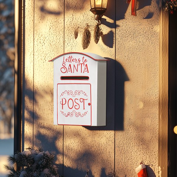 HOMCOM Christmas Post Box Wall Mounted Santa Mailbox for Xmas Decoration - Image 2