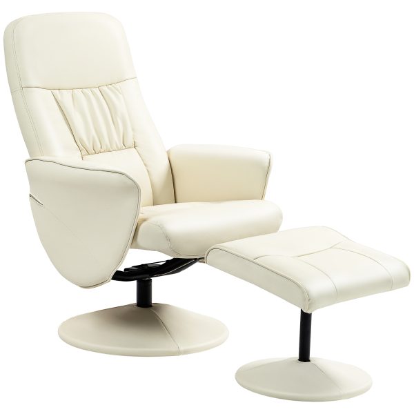 HOMCOM PU Leather Armchair and Footrest Swivel Recliner w/ Ottoman