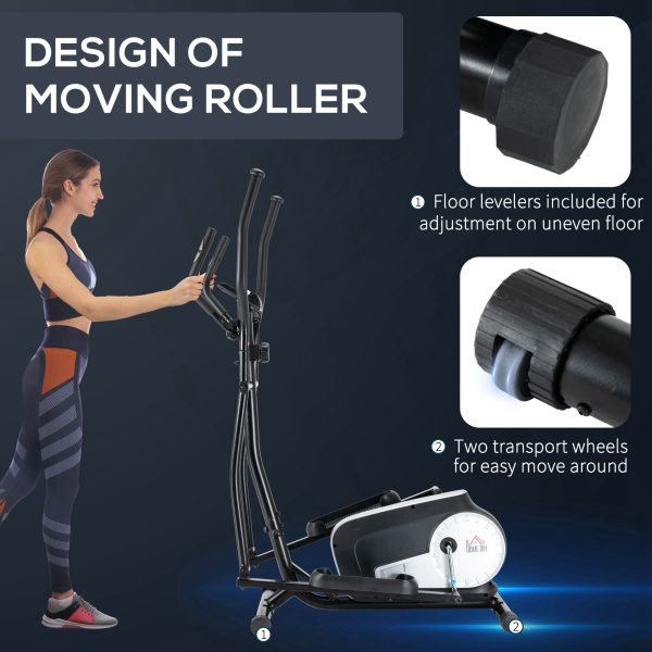 HOMCOM Elliptical Cross Trainer w/ Adjustable Resistance, LCD Monitor, Wheels - Image 4