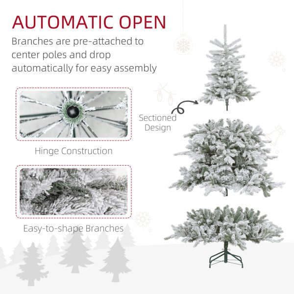 HOMCOM 6 Ft Artificial Christmas Tree with Realistic Snow Branches, LED Lights - Image 7