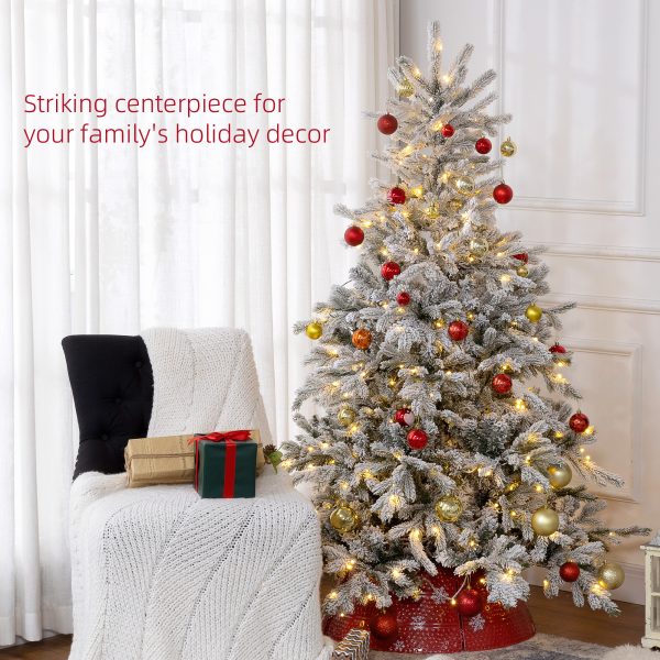 HOMCOM 6 Ft Artificial Christmas Tree with Realistic Snow Branches, LED Lights - Image 3