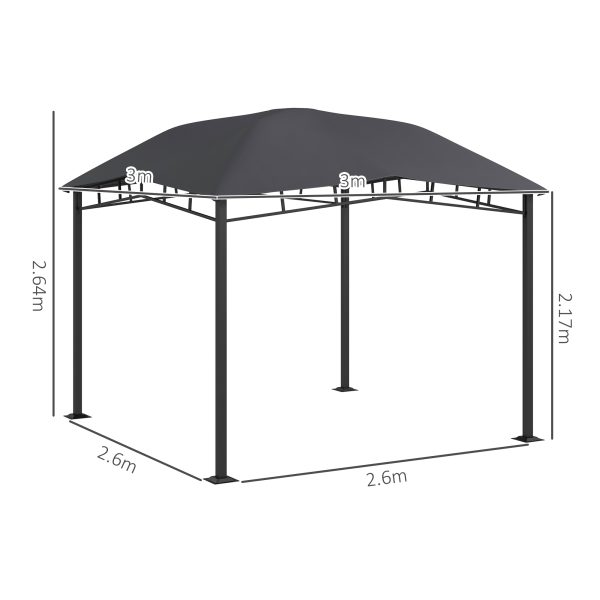 Outsunny 3x3(m) Outdoor Patio Gazebo Pavilion Canopy Tent Steel Frame Grey - Image 5