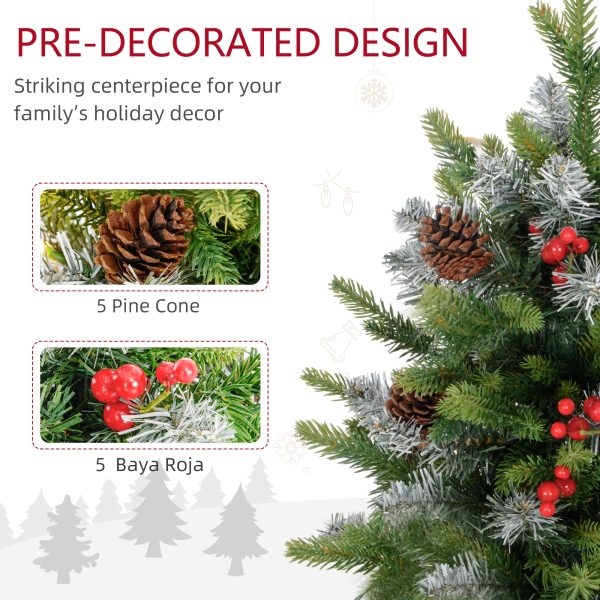 HOMCOM 2 Pieces 2' Prelit Artificial Tabletop Christmas Trees, LED Display - Image 4