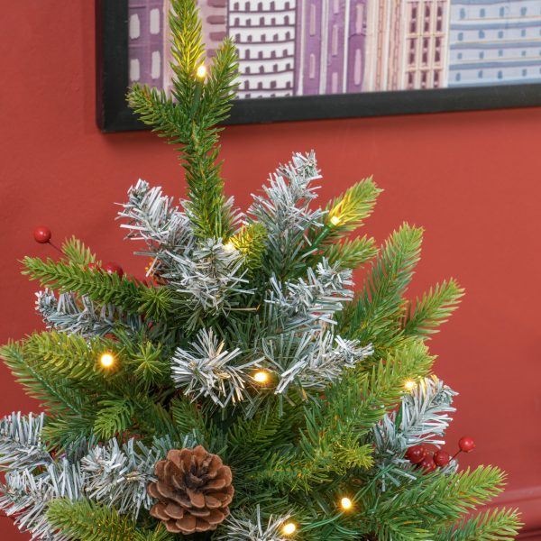 HOMCOM 2 Pieces 2' Prelit Artificial Tabletop Christmas Trees, LED Display - Image 8