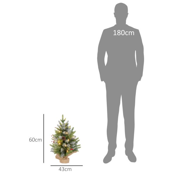 HOMCOM 2 Pieces 2' Prelit Artificial Tabletop Christmas Trees, LED Display - Image 5