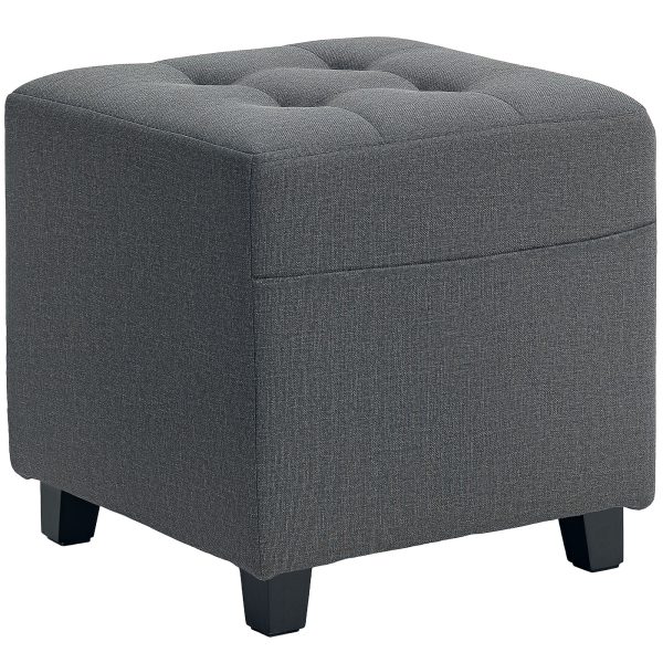 HOMCOM Small Footstool Square Ottoman with Padded Seat for Living Room Grey
