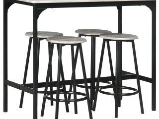 HOMCOM 5 Piece Bar Table and Stools Set with Metal Frame