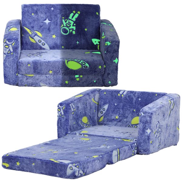 AIYAPLAY 2 in 1 Kids Folding Bed with Glow in The Dark Cosmic Design