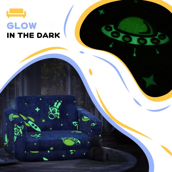 AIYAPLAY 2 in 1 Kids Folding Bed with Glow in The Dark Cosmic Design - Image 3
