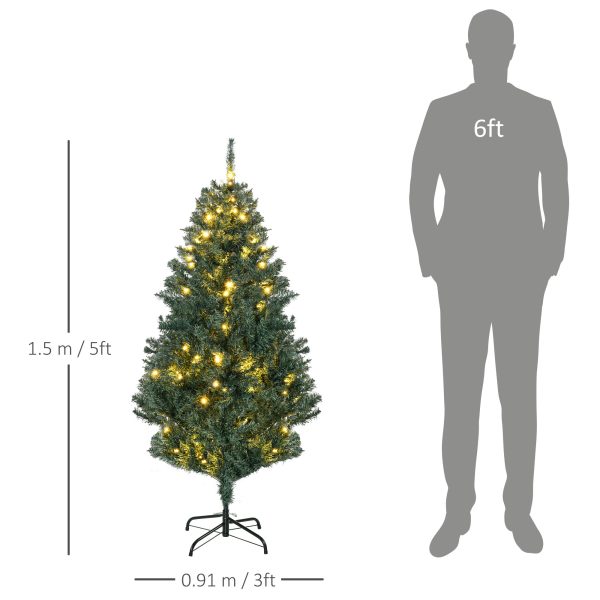 HOMCOM 5ft Artificial Christmas Tree with LED Lights, Decoration, Auto Open - Image 5