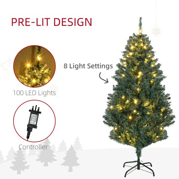 HOMCOM 5ft Artificial Christmas Tree with LED Lights, Decoration, Auto Open - Image 4
