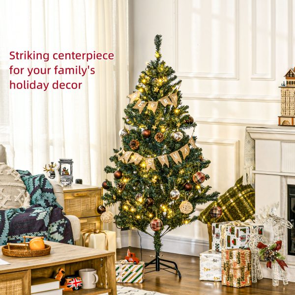 HOMCOM 5ft Artificial Christmas Tree with LED Lights, Decoration, Auto Open - Image 3