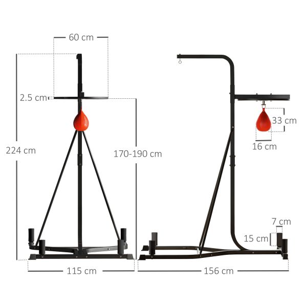 HOMCOM Free-Standing Speed Bag Platform, Adjustable Boxing Punch Bag, Black - Image 5