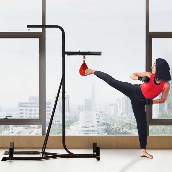HOMCOM Free-Standing Speed Bag Platform, Adjustable Boxing Punch Bag, Black - Image 2