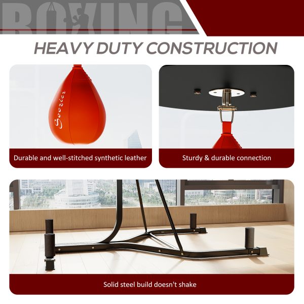 HOMCOM Free-Standing Speed Bag Platform, Adjustable Boxing Punch Bag, Black - Image 6