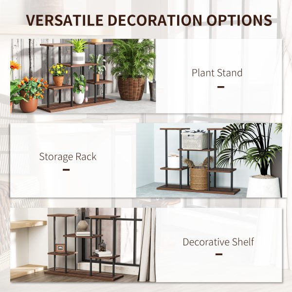 Outsunny 4 Tiered Metal Flower Shelf Display Rack, Carbonised Finish - Image 7