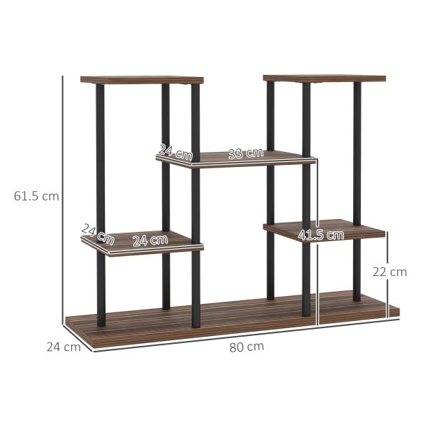 Outsunny 4 Tiered Metal Flower Shelf Display Rack, Carbonised Finish - Image 5