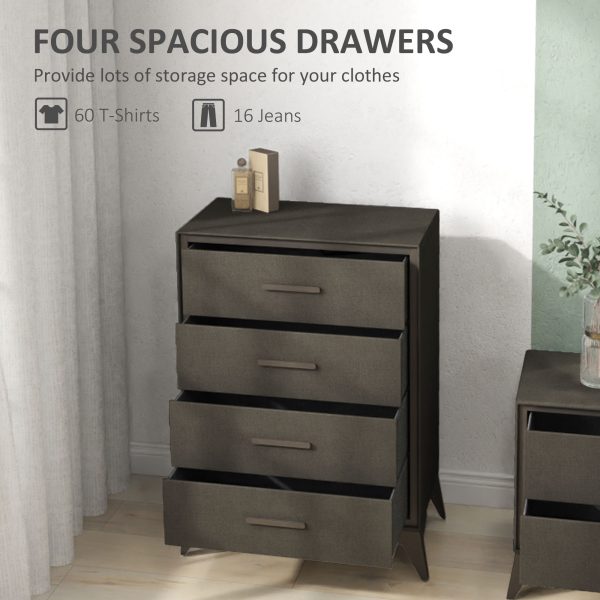 HOMCOM 4 Drawer Chest of Drawers, Fabric Dresser with Steel Frame, Brown - Image 3