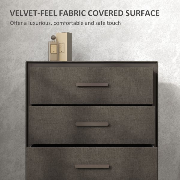 HOMCOM 4 Drawer Chest of Drawers, Fabric Dresser with Steel Frame, Brown - Image 4
