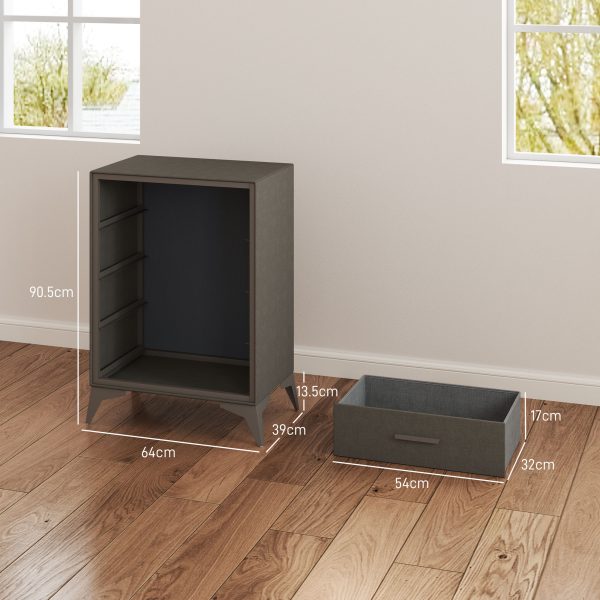HOMCOM 4 Drawer Chest of Drawers, Fabric Dresser with Steel Frame, Brown - Image 5