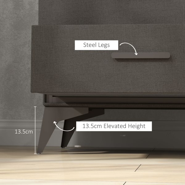HOMCOM 4 Drawer Chest of Drawers, Fabric Dresser with Steel Frame, Brown - Image 7