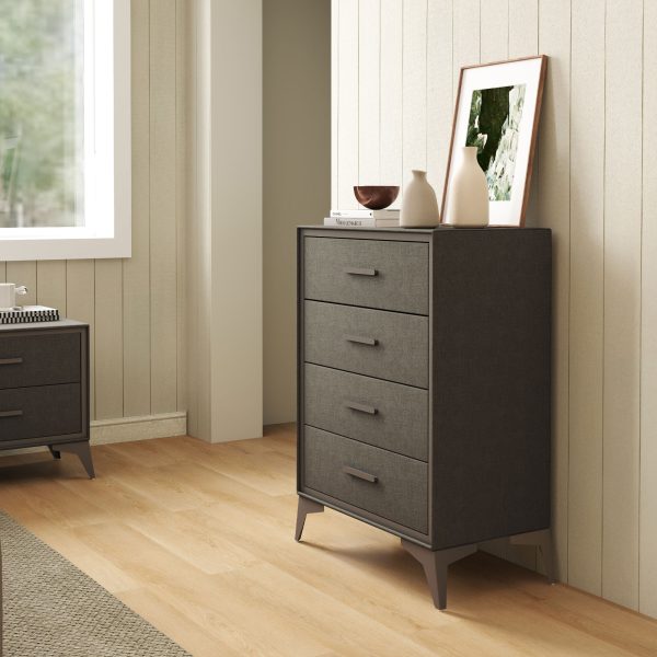 HOMCOM 4 Drawer Chest of Drawers, Fabric Dresser with Steel Frame, Brown - Image 6