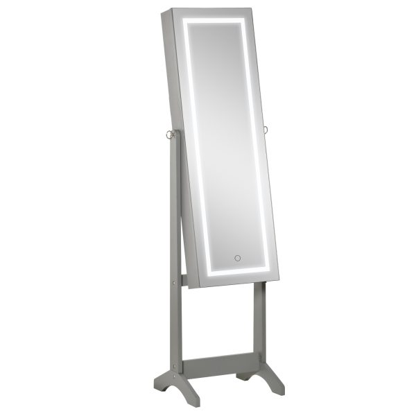 HOMCOM Mirrored Jewellery Cabinet W/ LED Light Lockable Jewellery Armoire