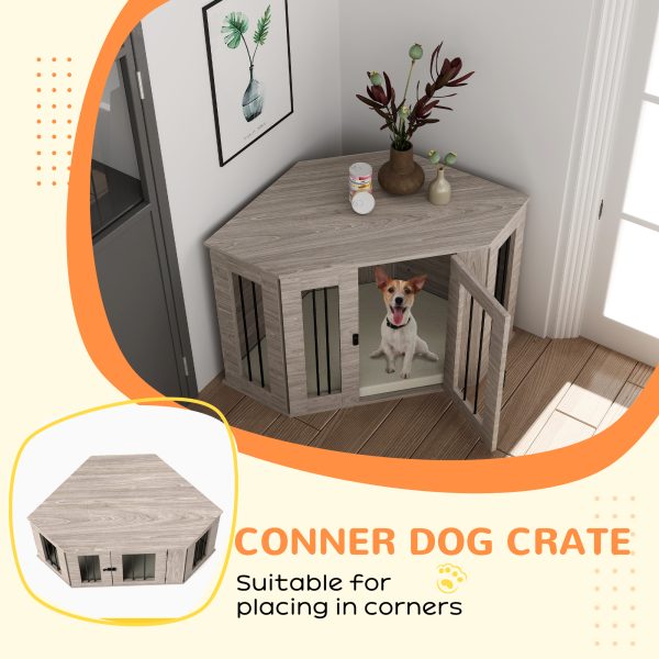 PawHut Dog Crate Furniture for Medium Dogs w/ Cushion, Door - Image 4