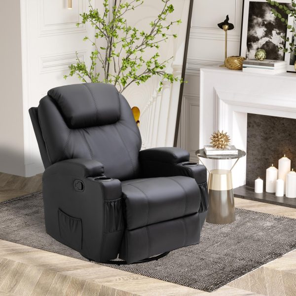 Faux Leather Electric 8-Point Vibration Massage Recliner Sofa Chair with Remote - Image 2
