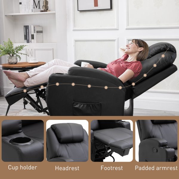 Faux Leather Electric 8-Point Vibration Massage Recliner Sofa Chair with Remote - Image 7