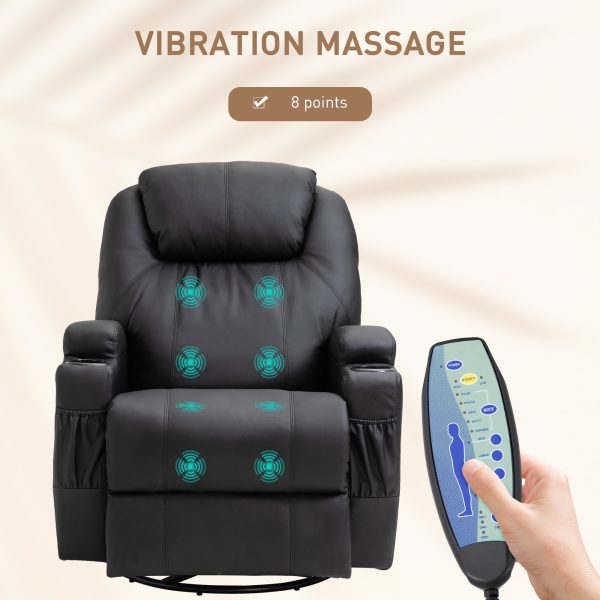 Faux Leather Electric 8-Point Vibration Massage Recliner Sofa Chair with Remote - Image 4