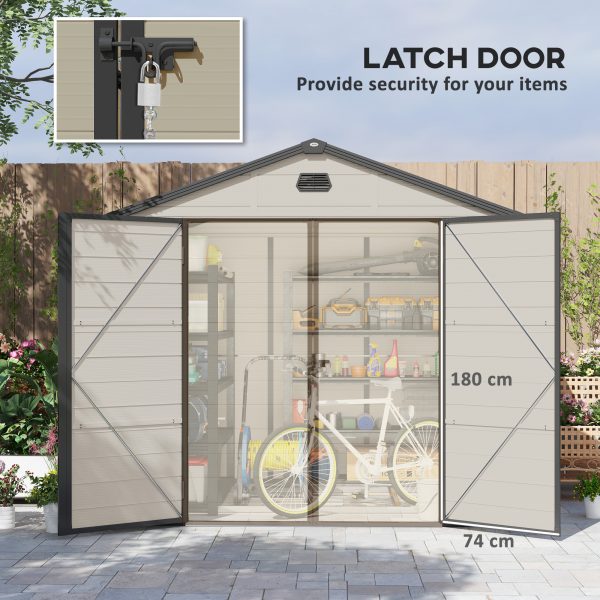 Outsunny 8 x 6ft Garden Shed Storage w/ Foundation Kit, Vents, Cream White - Image 4