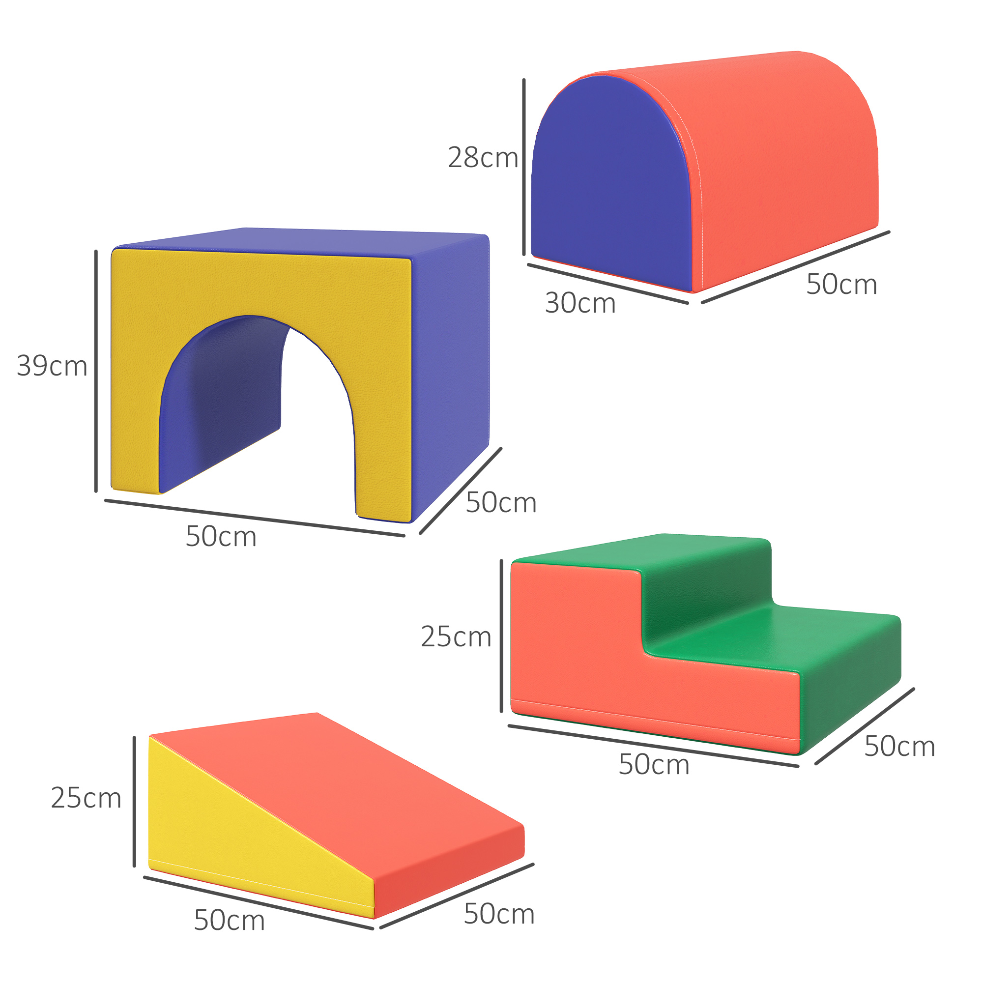 HOMCOM 4-piece Soft Play Set, Baby Foam Block Toy Toddler 1-3 Years - Image 5
