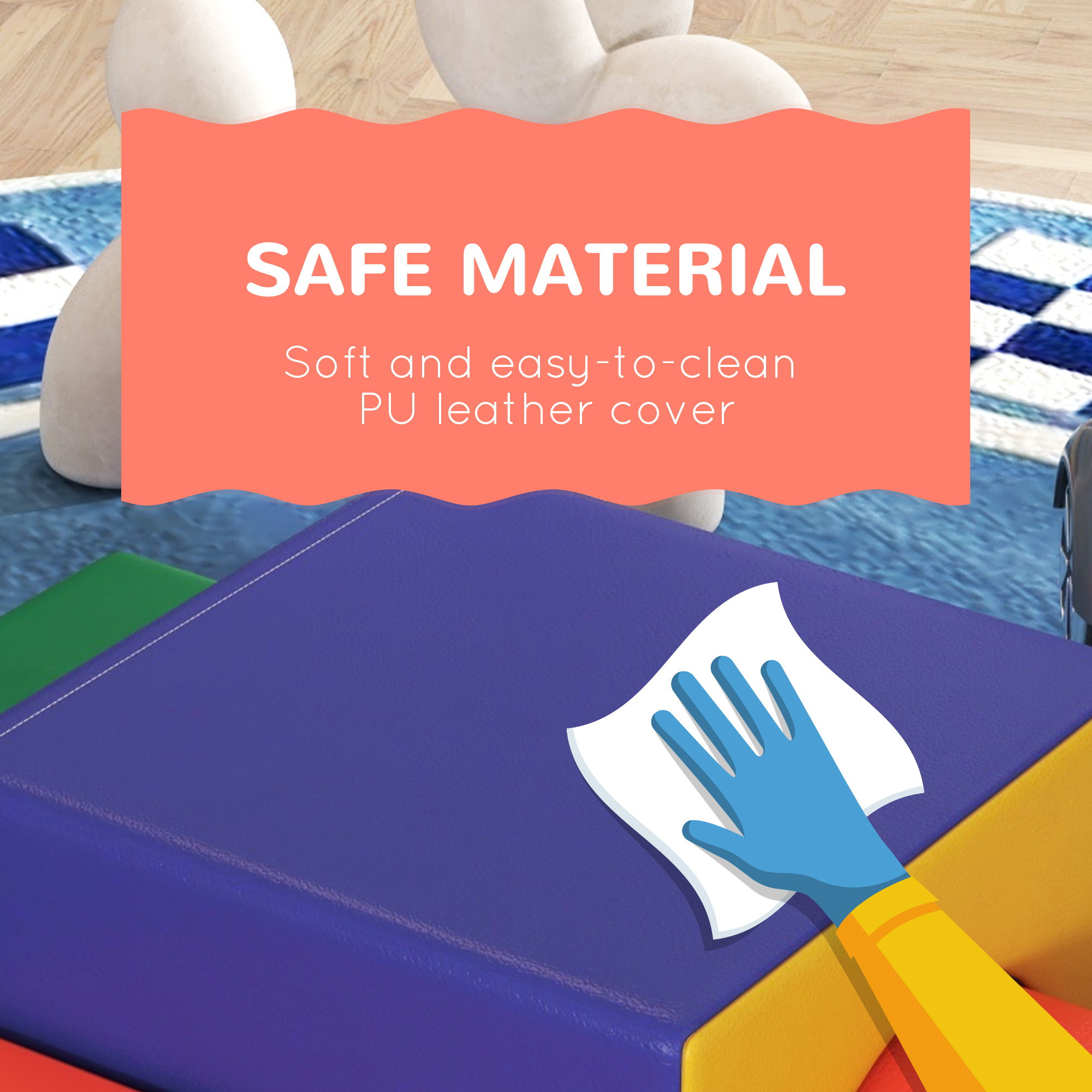 HOMCOM 4-piece Soft Play Set, Baby Foam Block Toy Toddler 1-3 Years - Image 7