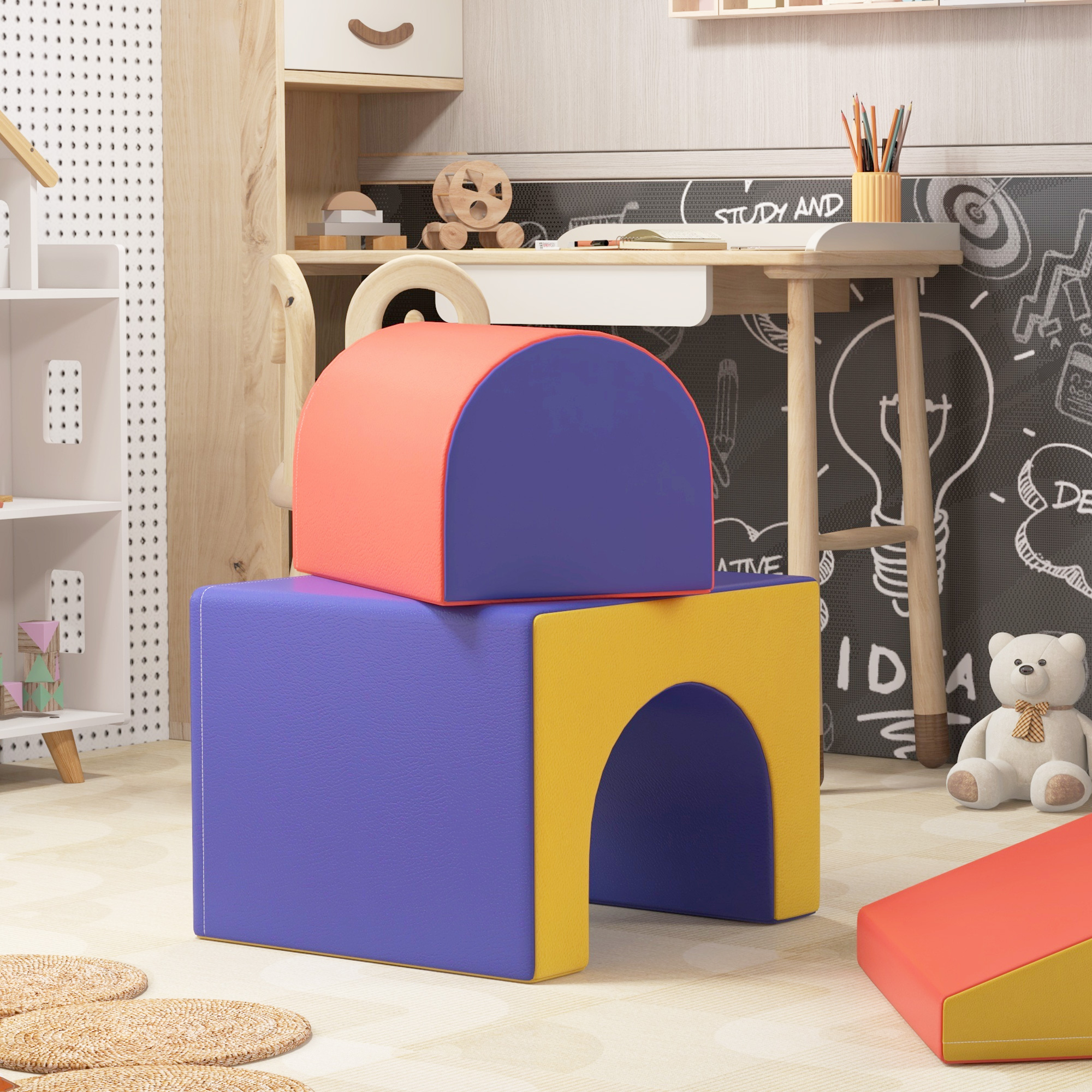 HOMCOM 4-piece Soft Play Set, Baby Foam Block Toy Toddler 1-3 Years - Image 8