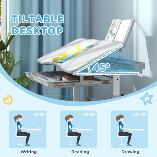 AIYAPLAY Height Adjustable Kids Desk and Chair Set w/ Tilted Desktop - Image 3