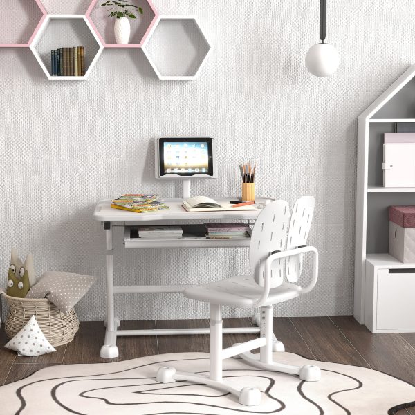 AIYAPLAY Height Adjustable Kids Desk and Chair Set w/ Tilted Desktop - Image 8