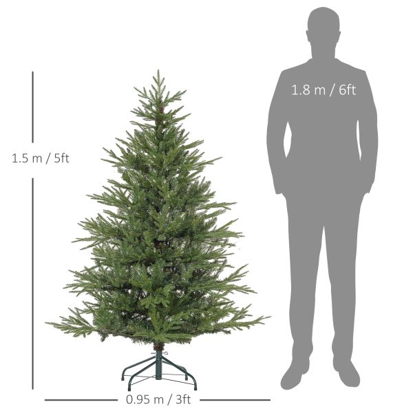 HOMCOM 5 Foot Artificial Christmas Tree with Realistic Hinged Branches - Image 5