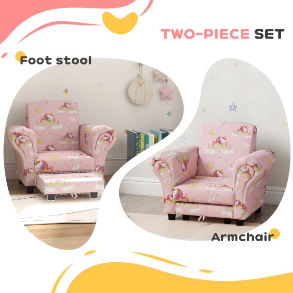 AIYAPLAY 2 Piece Kids Sofa Set with Unicorn Design, for Nursery - Image 3