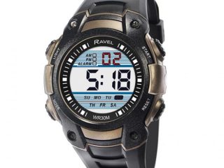 Ravel Mens 3ATM Digital Sports Black/Gold Watch RDG.14.9