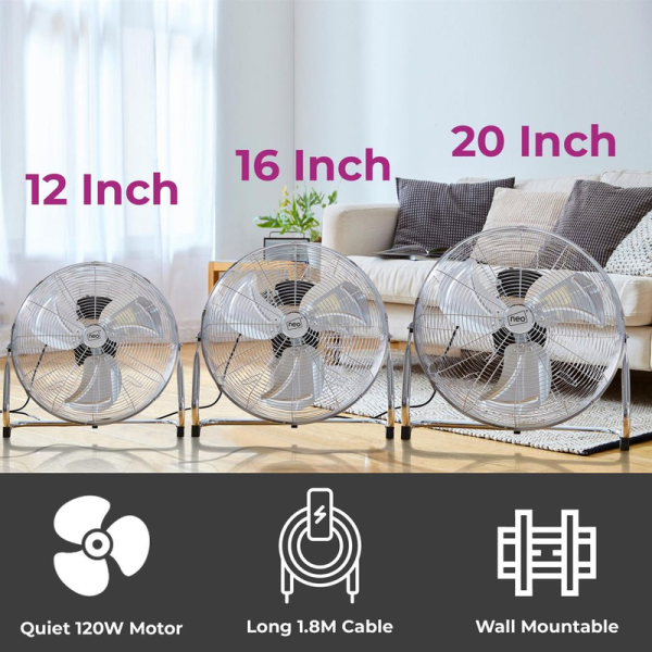 Neo High Velocity Chrome Metal Floor Freestanding Fan � 20 Inch - Image 7