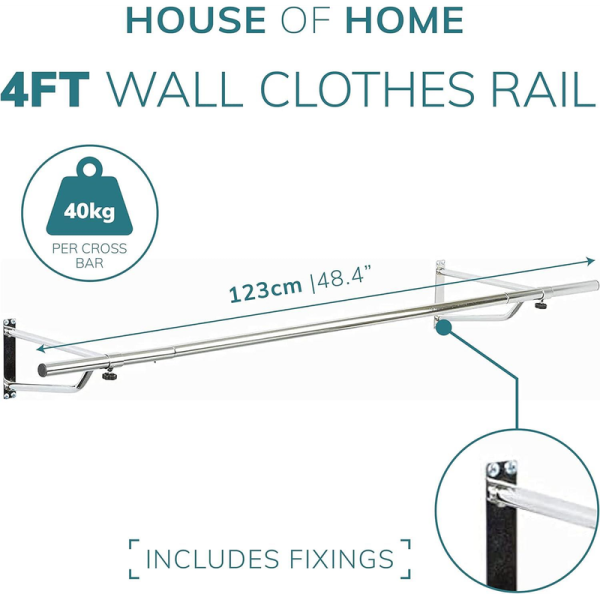 4ft Garment Rail In Black Powder Coating - Image 6