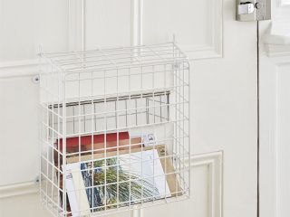 White Letter Box Catcher Basket With Lift Up Lid