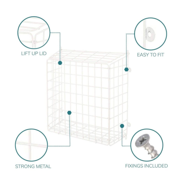 White Letter Box Catcher Basket With Lift Up Lid - Image 2