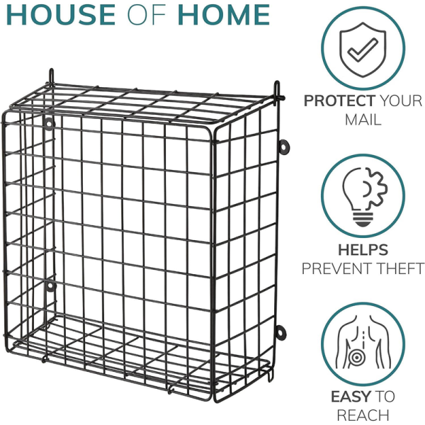 Black Letter Box Catcher Cage With Lift Up Lid - Image 2
