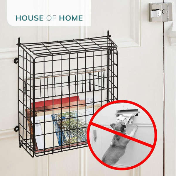 Black Letter Box Catcher Cage With Lift Up Lid - Image 5