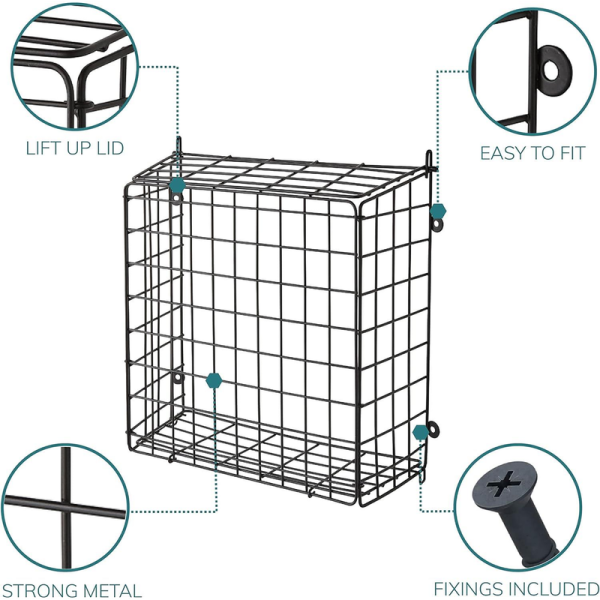 Black Letter Box Catcher Cage With Lift Up Lid - Image 6
