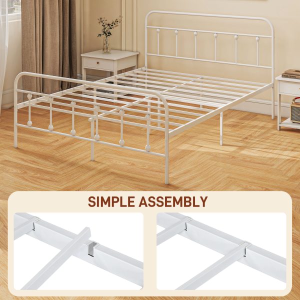 HOMCOM 4ft Metal Double Platform Bed Frame w/ Underbed Storage Headboard - Image 7