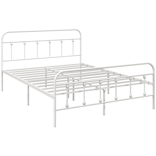 HOMCOM 4ft Metal Double Platform Bed Frame w/ Underbed Storage Headboard